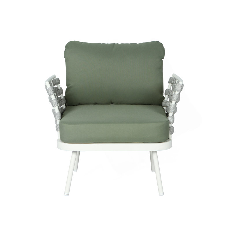 Ensemble de 2 fauteuils club Mariano, Blanc cassé, Vert