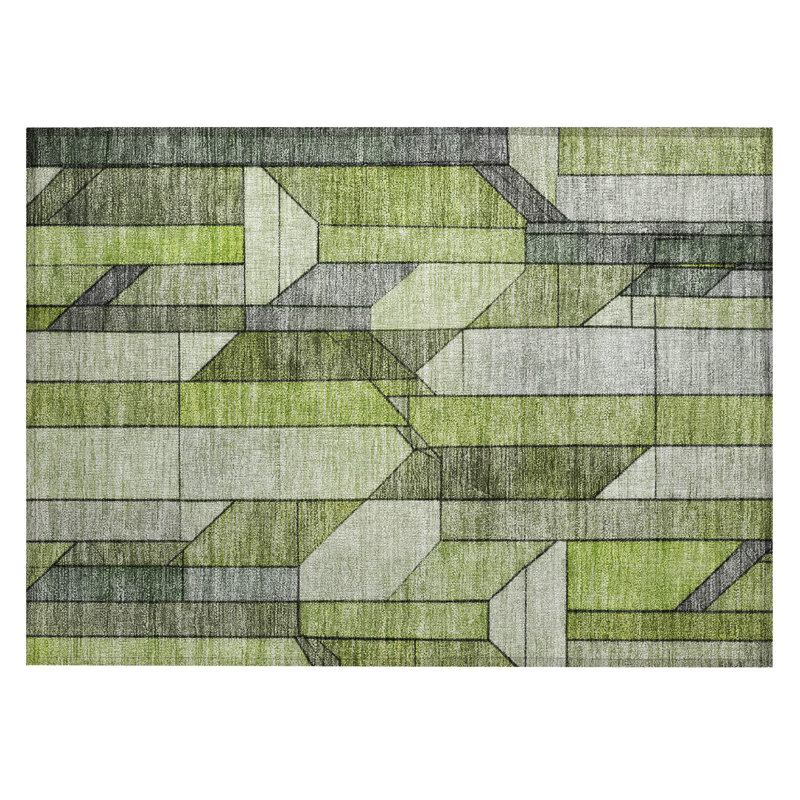 Machine Washable Indoor/Outdoor Chantille ACN2867 Modern Rug, 1'8" x 2'6", Green
