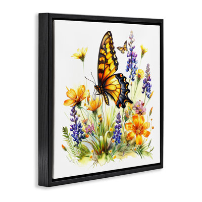  Butterfly Wings Garden Framed Floater Canvas Wall Art by LSR Design Studio