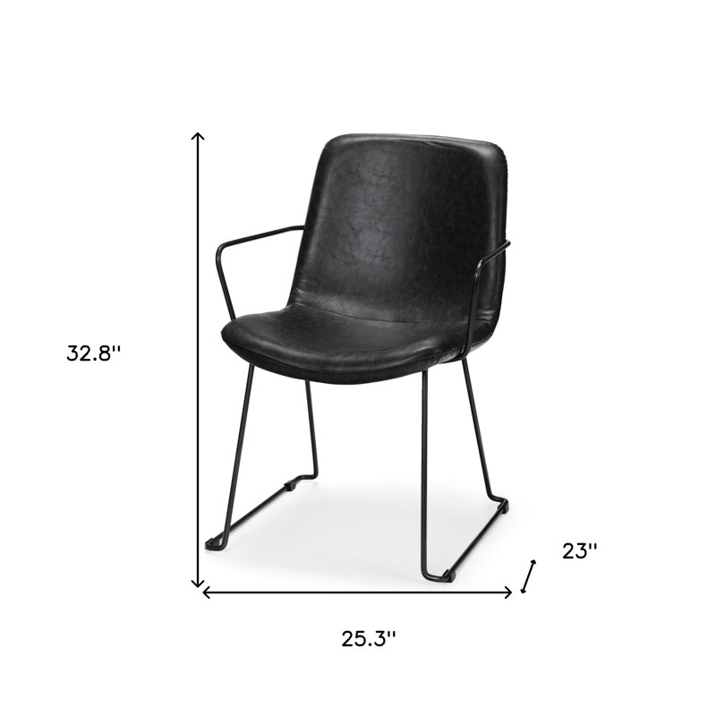 Chaise rembourrée noire en similicuir, Noir