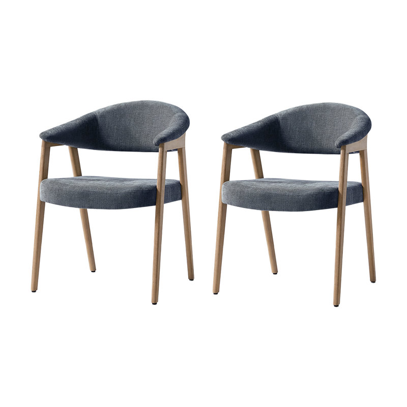 Milford Mid-Century Modern Dinning Chair with Ergonomic Curved Backrest (Set of 2), Navy