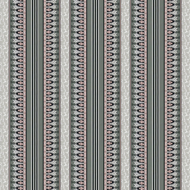 Madeleine Castaing Lola Montez 100% Cotton Fabric, Gris/Rose