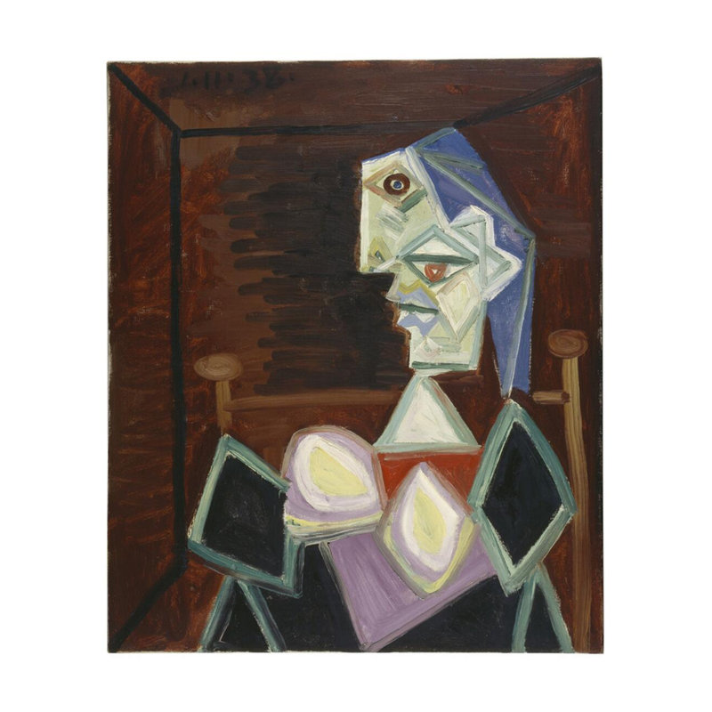 «Femme de profil gauche à la chevelure bleue» par Pablo Picasso - Estampe numérique, H 28 po x l 22 po