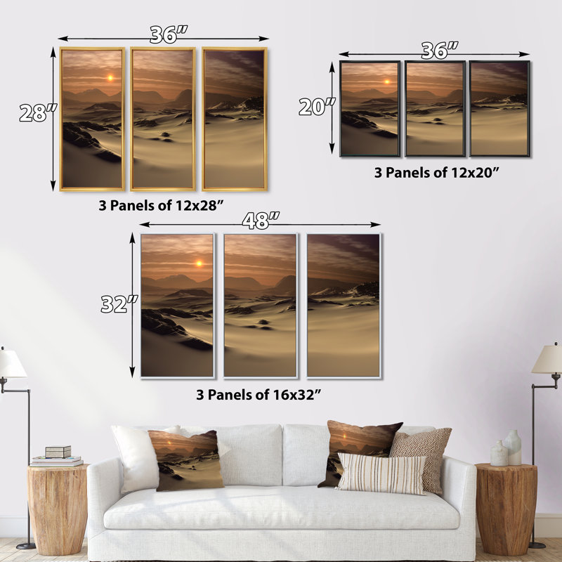 «Beautiful Brown Fantasy Terrain», ensemble de 3 toiles encadrées