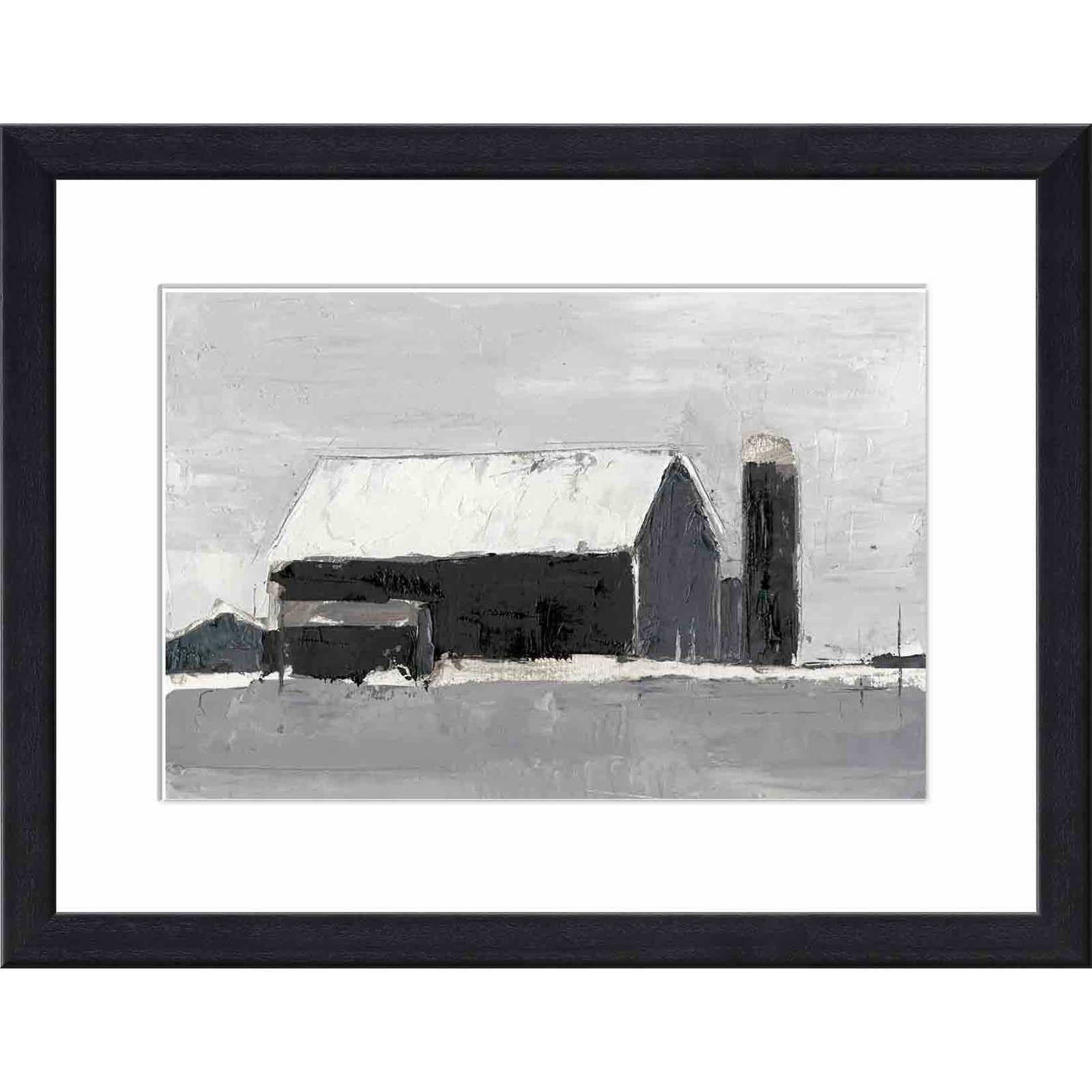 Dynamic Barn I by Ethan Harper, Black, 12"H x 18"W