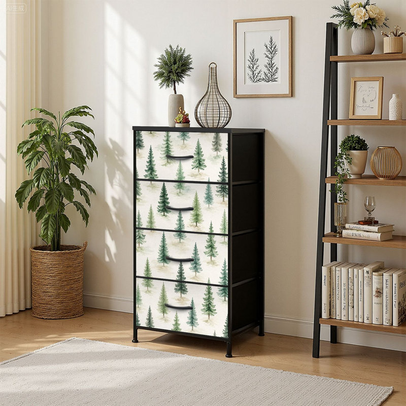 Commode de rangement verticale 4 tiroirs avec aquarelle