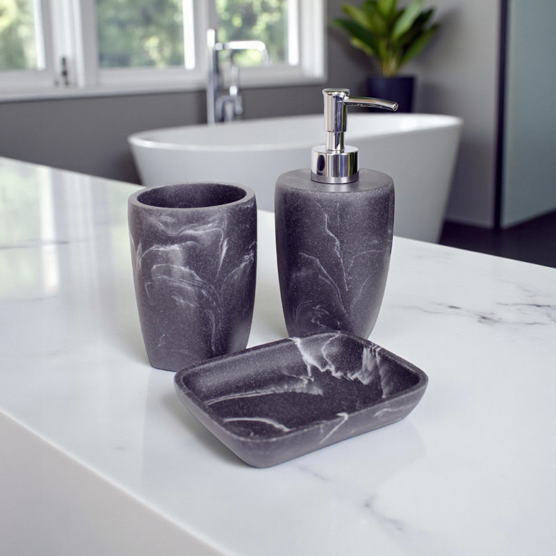 Davontay Bathroom Accessory Set, Grey