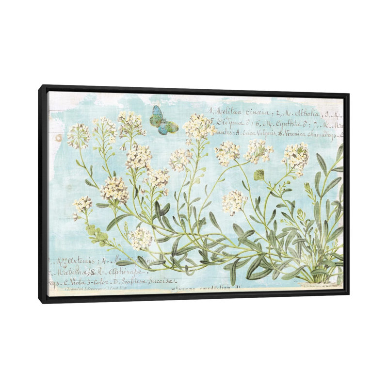 « botanique blue i », impression sur toile, H 18 po x l 26 po x P 1,5 po, Toile avec cadre noir, Pas de tapis