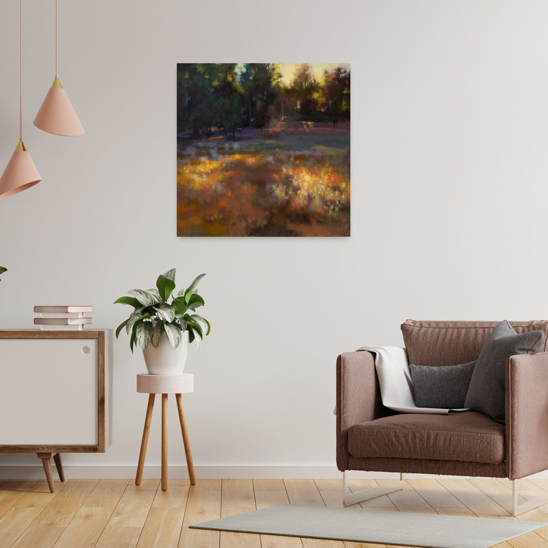 Art contemporain abstrait paysage d'après-midi étoiles, H 24 po x l 24 po