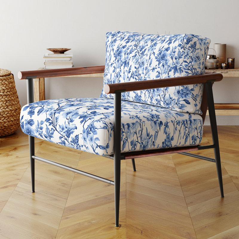 Chaise rembourrée French Country, Bras ronds bruns
