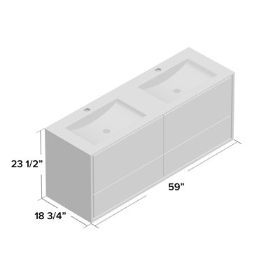 Trieu 59.29 " W Free Standing Wall Mounted Single Double Vanity Bathroom Vanity With Acrylic Top