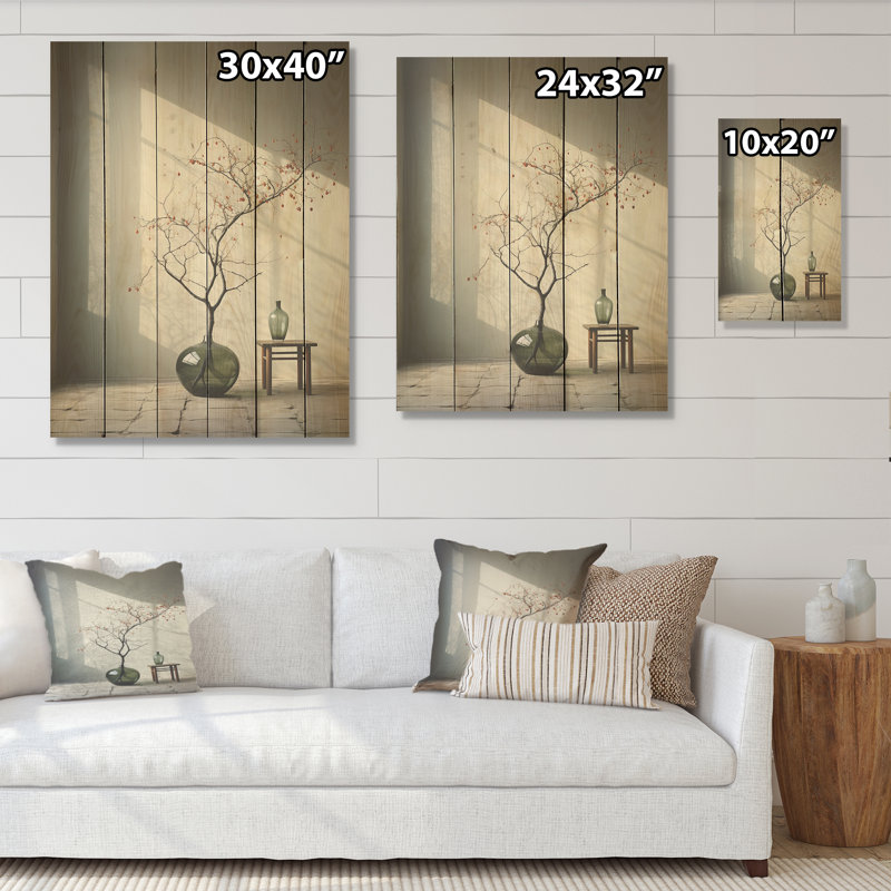 Minimalisme hivers, fenêtre, oasis, art mural en bois minimalisme sur bois de pin naturel, H 20 po x l 10 po