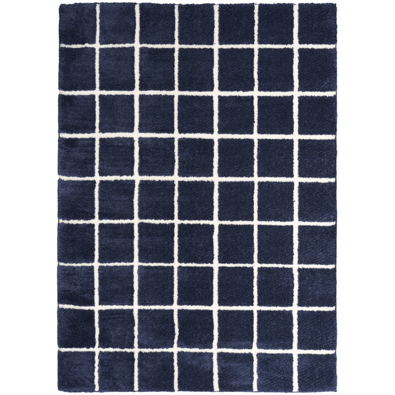 DKNY West End Ave Navy Ivory Modern Indoor Rug, Rectangle 3'11" x 5'11"