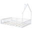 Lit de garde-corps double en bois blanc - Plateforme en forme de maison fonctionnelle avec taille, chaud
