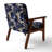 Cobalt Blue Baroque Scrolls Victorian Pattern - Upholstered Cottage Arm Chair-122510966