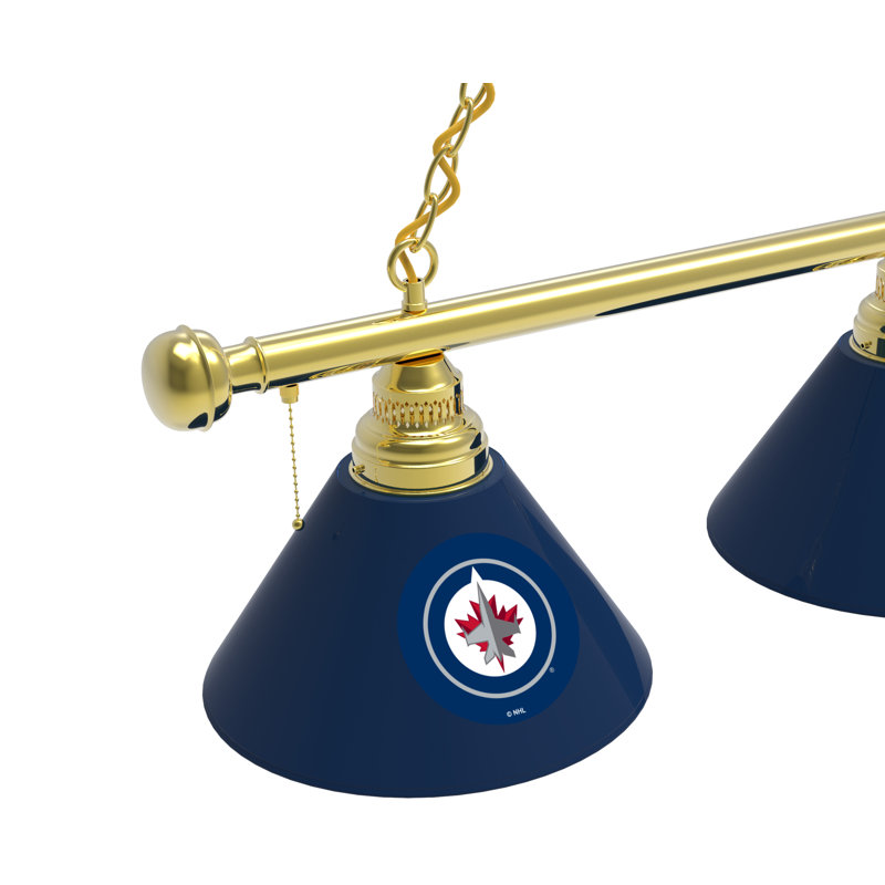 3 - Light Pool Table Lights Pendant, Brass, Winnipeg Jets