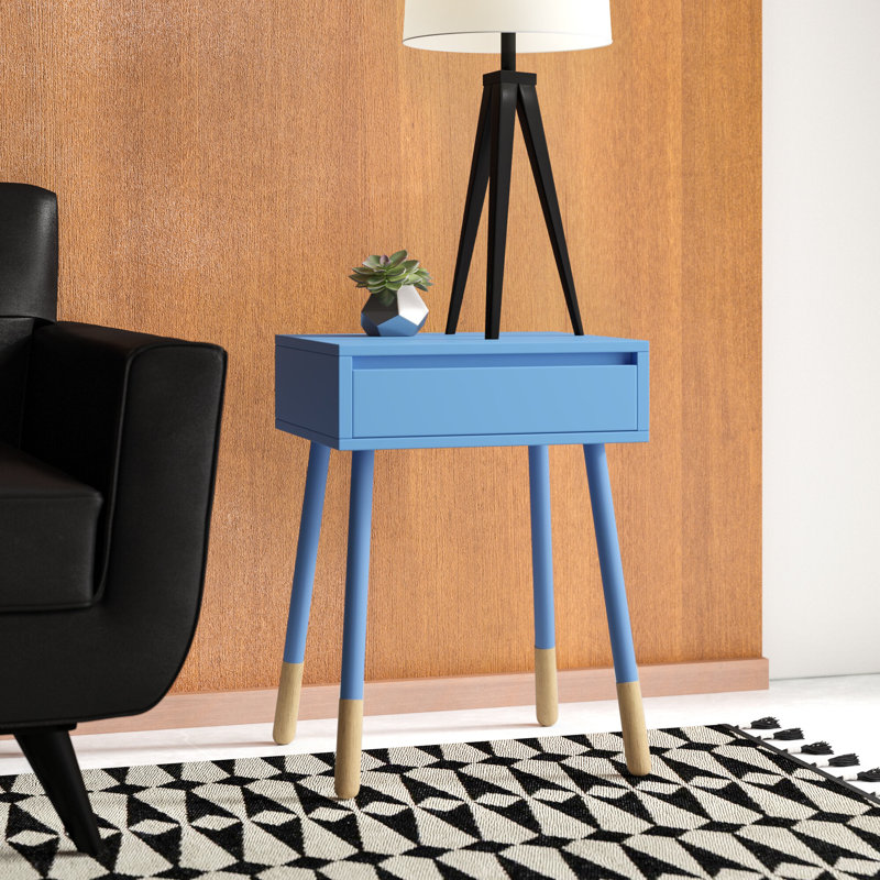 Table de bout avec rangement Danixsa, Bleu