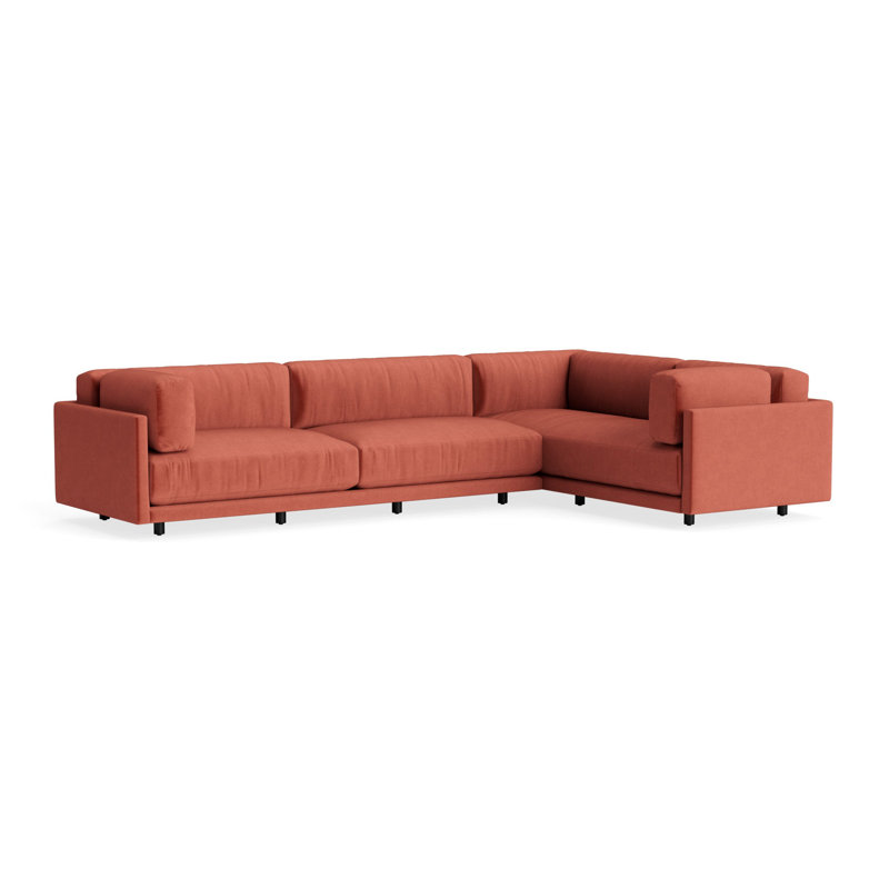 MTO - Sunday L Sectional Sofa, Left, Tomato Velvet