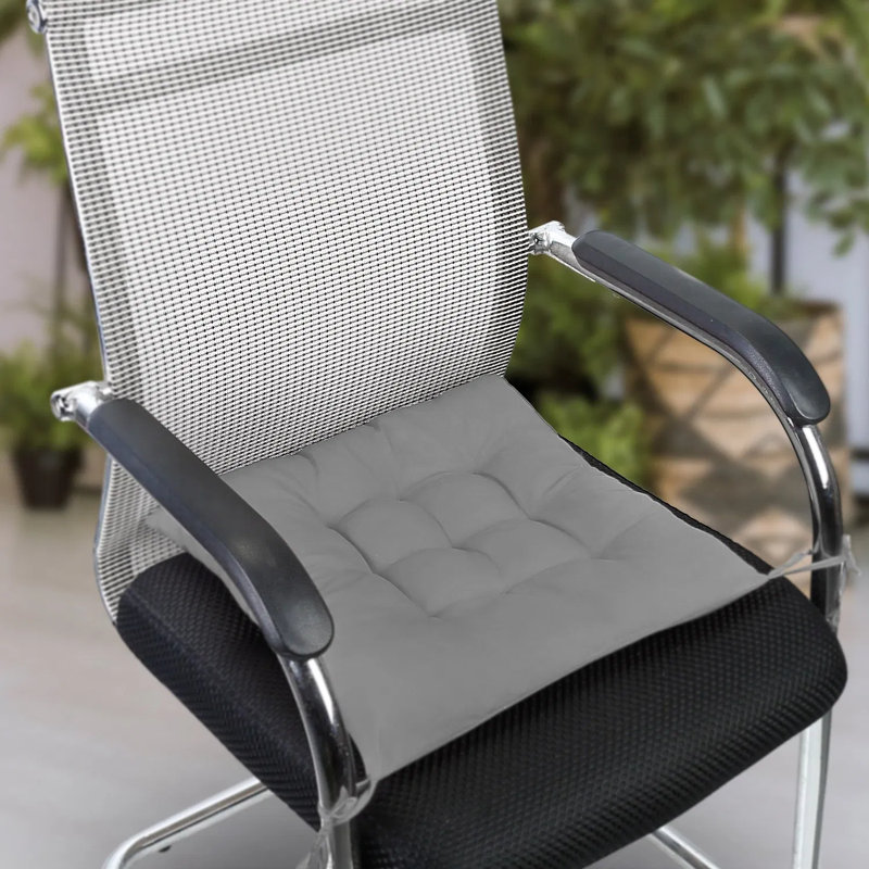 4-pack Soft Tie-on Square Seat Cushions With Non-slip Ties For Chair, Floor, Car, And Office Use, Gray