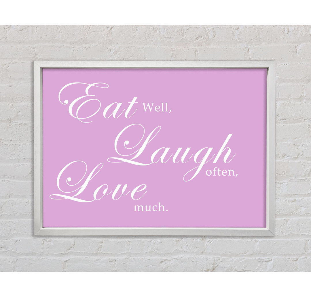 Kitchen Quote Eat Laugh Love Dusty Pink - Einzelbildrahmen Kunstdrucke auf Leinwand