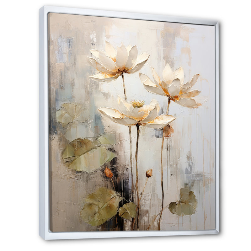 Rétro connexion de lotus I, H 40 po x l 30 po x P 1,5 po, Cadre flottant blanc