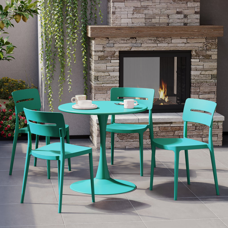 Ensemble repas extérieur pour 4 personnes, H 29 po x l 31,5 po x P 31,5 po, Sarcelle, 4