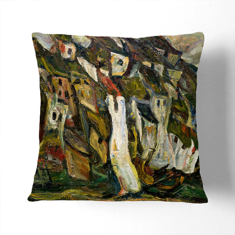 Houses Green White Square Throw Cushion, 55cm H x 55cm W x 20cm D