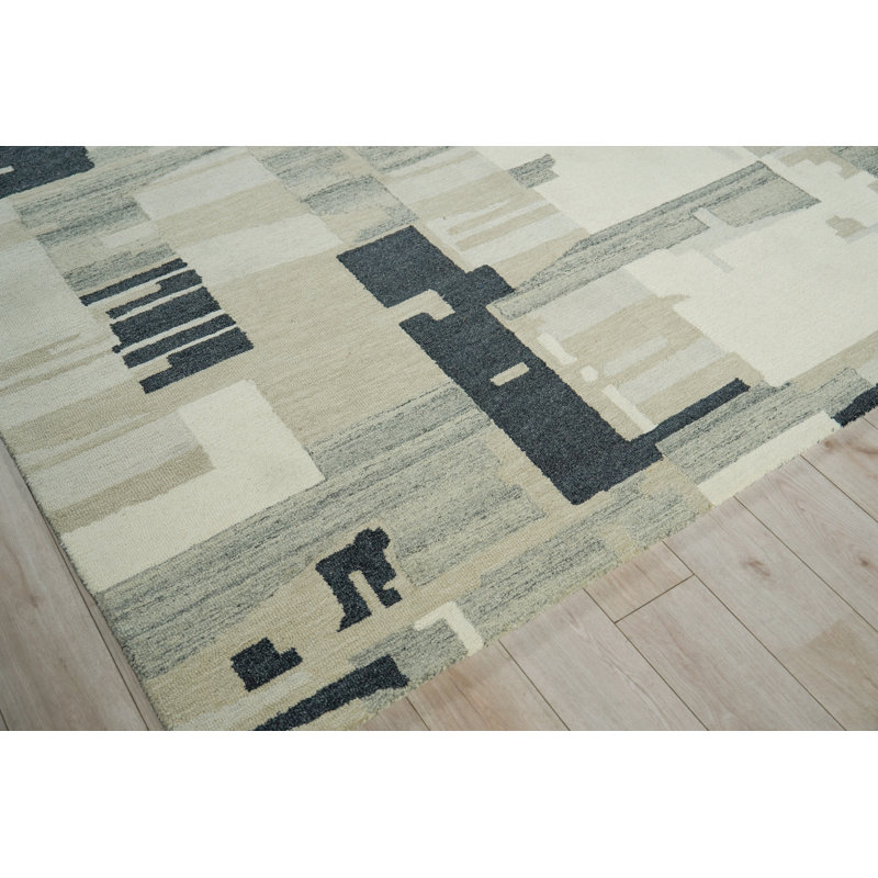 Sarezzo Hand Tufted New Zealand Wool Gray/Ivory Area Rug, 10'X14'