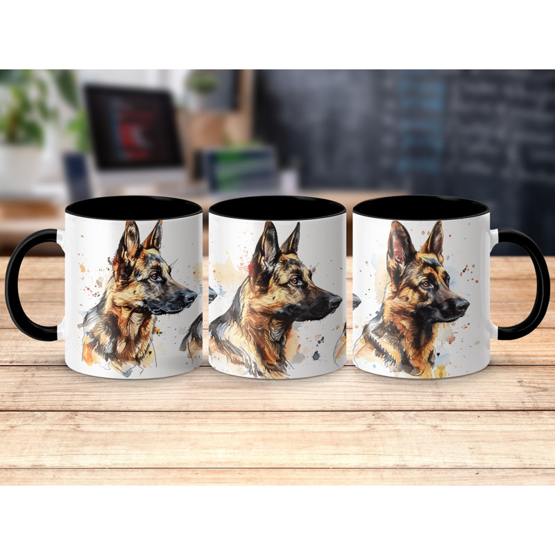 Artistic German Shepherd Dog Breed 11oz Coffee Mug, Black, 2