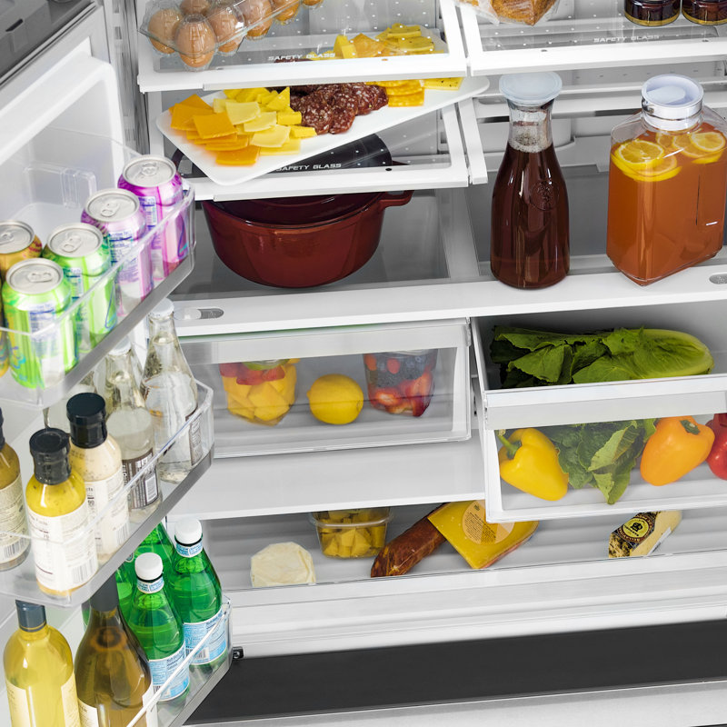 ZLINE 36" Matte Black Stainless Steel French Door Refrigerator with Ice Maker