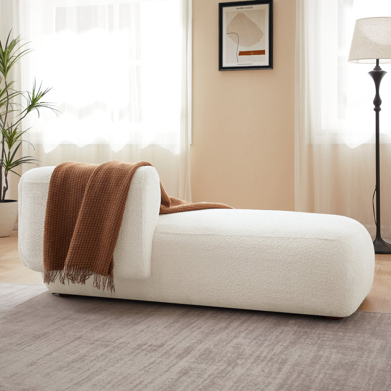Chaise longue rembourrée Christinia, Blanc, Orienté à gauche (vu de face)