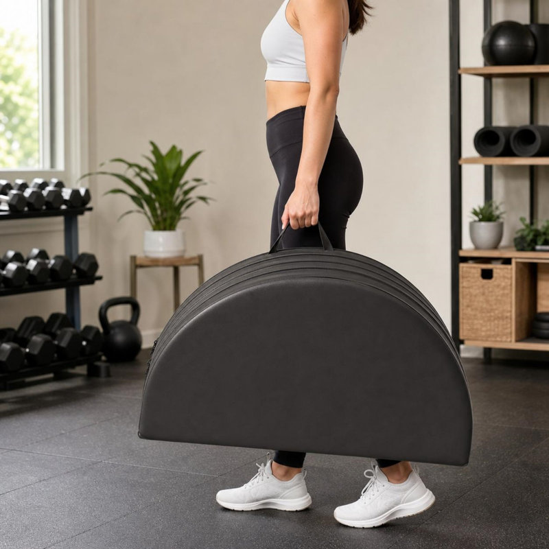 Tapis de réception pour pole dance 150 cm avec poignées, tapis d'entraînement en mousse EPE noire pour yoga, Pilates et studio à domicile