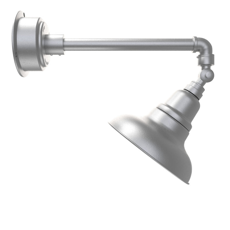 Luminaire de grange d'extérieur à DEL Adesh, Argent galvanisé