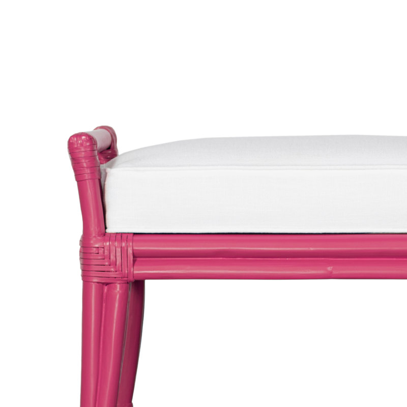 Malacca Upholstered Bench, Hisbiscus Pink