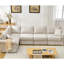 Canapé modulaire en L à 5 places, rembourré beige avec accoudoirs roulés et coussins modulaires mi-moelleux-1128695411