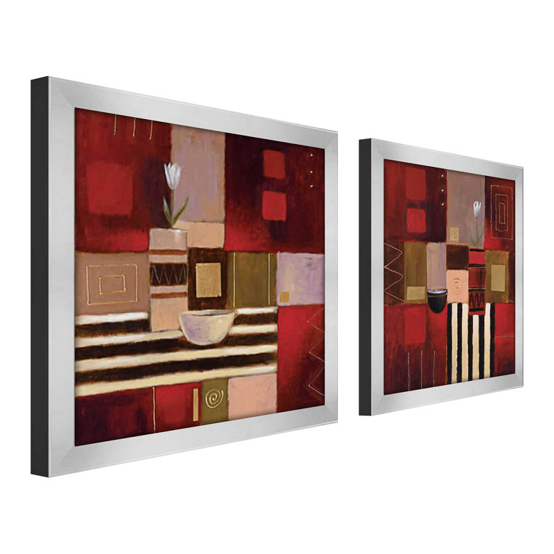 Modern Scarlet Framed On Paper Set