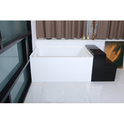 Kingston Brass Aqua Eden 48-Inch Acrylic Rectangular 3-Wall Alcove Tub, Drain Hole