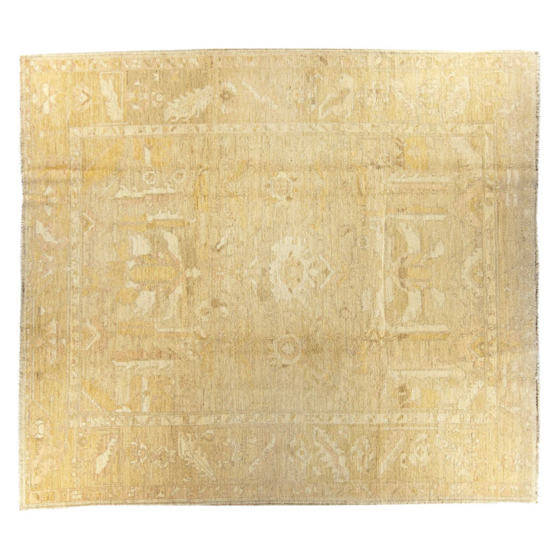 Navereh Wool Oriental Area Rug in Oatmeal Beige, Rectangle 8' x 10'