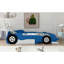 Lit de voiture de course simple bleu avec roues - construction pour un usage quotidien assuré-380715899-380715897