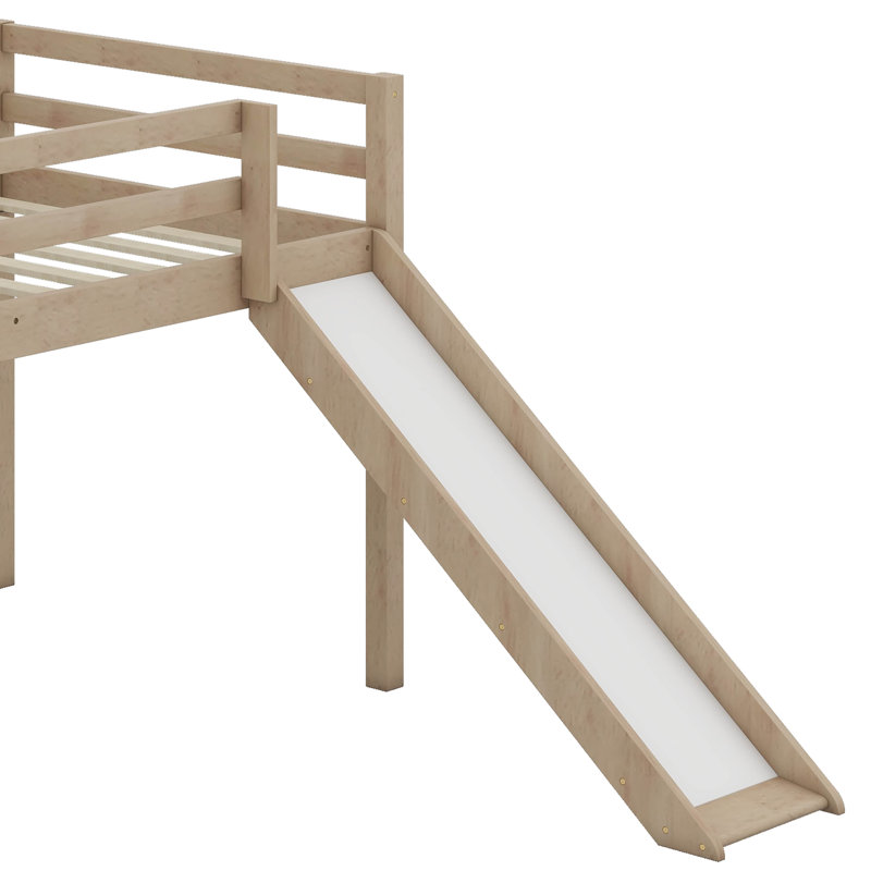 Structure de lit simple avec glissade Loft, Chêne blanc