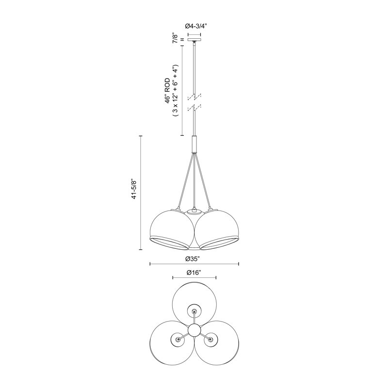 Coast 3 - Light Cluster Pendant, Aged Nickel
