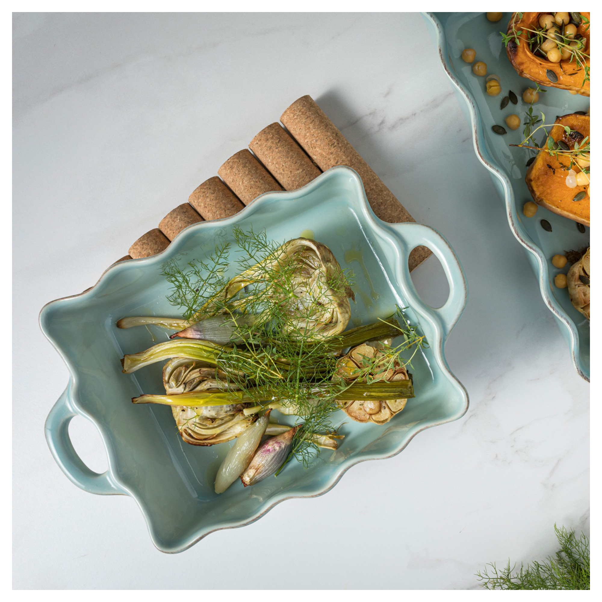 Cook & Host Rectangle Stoneware Baker, Robins Egg Blue