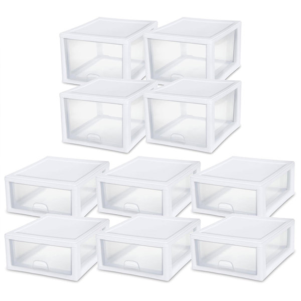 mDesign Small 7 Stackable Plastic Food Storage Organizer Bin - 6 Pack -  Clear