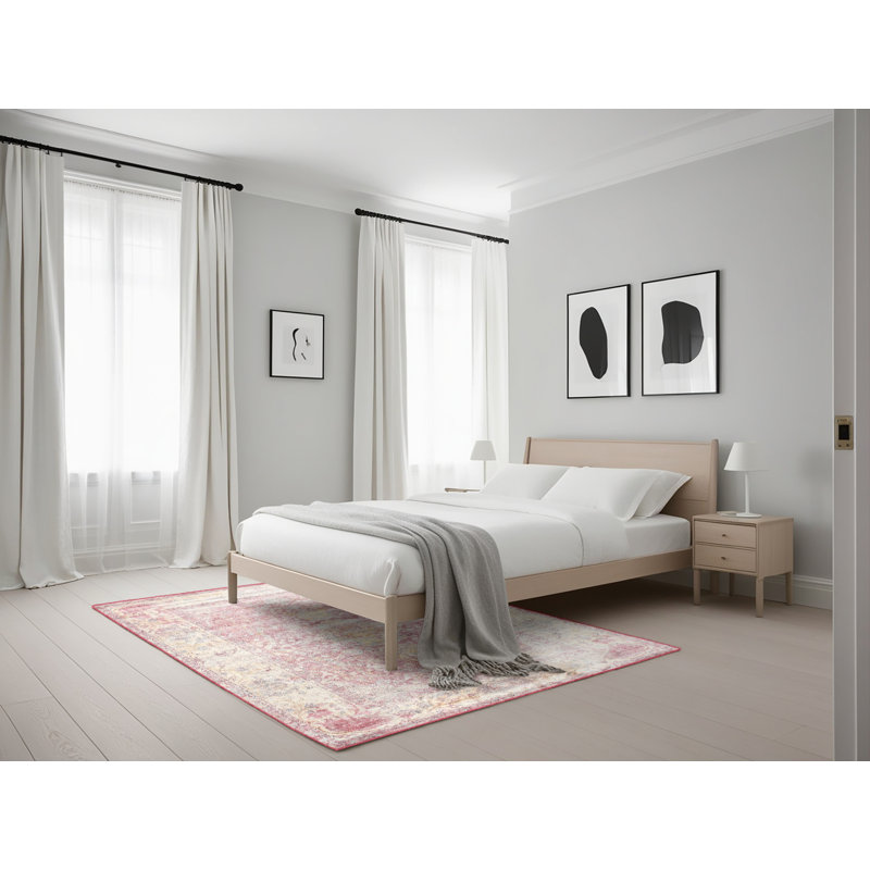 Tapis traditionnel gris / rouge, Rectangle 5 pi x 7 pi