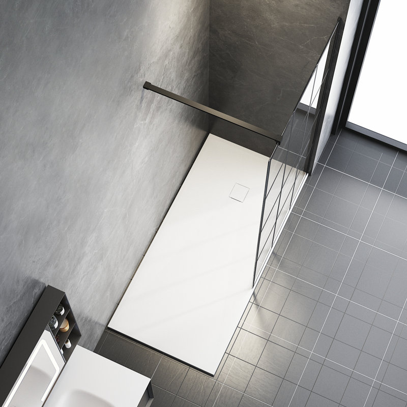 Bakr 1900mm H Framed Walk In Glass Screens with Pattern Glass, 990mm
