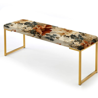Rustic Brocade Elegance Victorian Pattern VI - Floral Upholstered Gold Bench