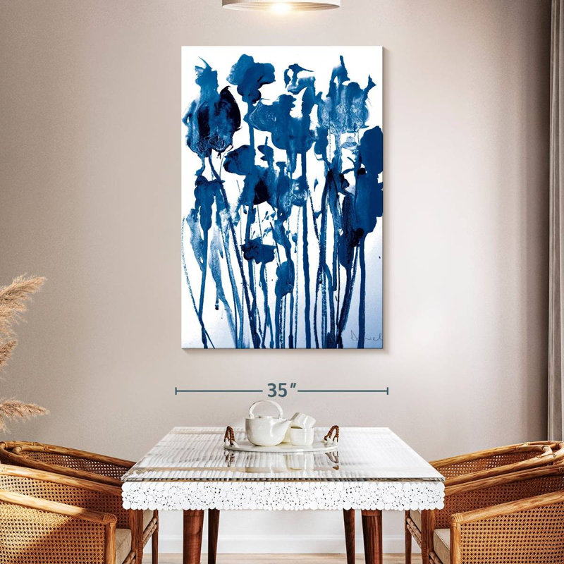 Avery Navy Flowers, 51" H x 34" W