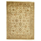 Hand Knotted Area Rug in Cream And Gold