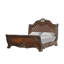 Ruth Queen Bed, Faux Leather Headboard With Burl Inlays, Mahogany Brown-121085568