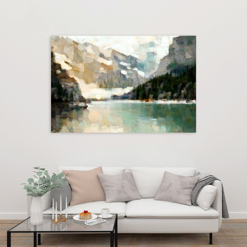 «Green Glacier Lake», art contemporain de paysage éthéréal abstrait
